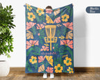 Custom Name Floral Disc Golf Blanket, Cozy Sports Lover Throw