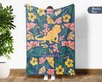 Floral Custom Name Bearded Dragon Blanket, Cozy Floral Lizard Throw for Kids Teens Adults, Cute Reptile Lover Gift