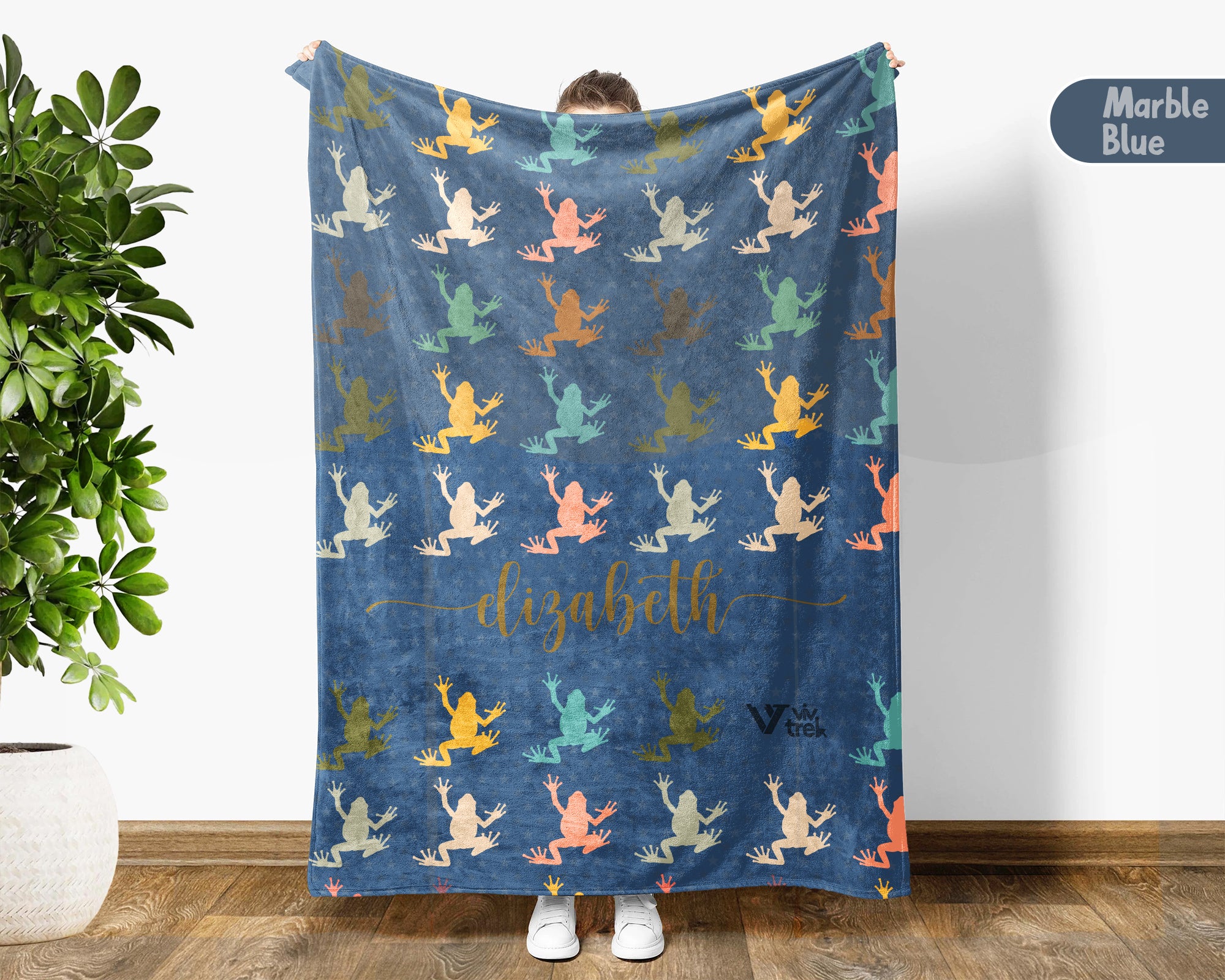 Custom Retro Frog Blanket, Personalized Goblincore Throw for Cottagecore Nature Lover Bedroom Decor and Gifts
