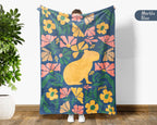 Floral Capybara Blanket – Cozy Wildflower Animal Lover Throw