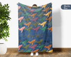 Personalized Whale Blanket Custom Name Ocean Lover Throw Retro Sea Life Decor Cozy Nautical Gift Unique Home Accent Idea