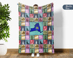 Retro New York Blanket, 4th of July Cozy Patriotic Throw, Vintage NY Lover Fleece, Empire State Inspired American Home Gift