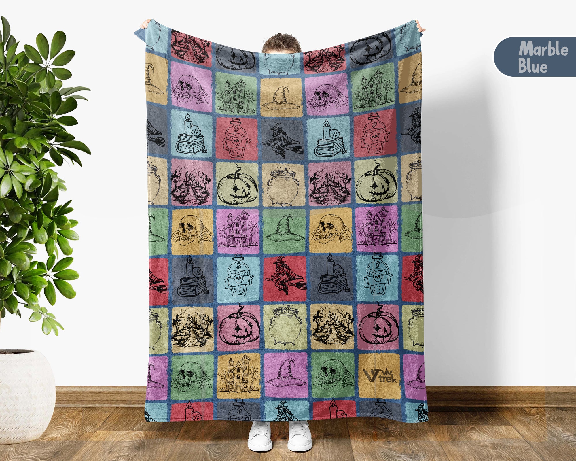 Vintage Witch Blanket for Halloween Decor, Cozy Magical Throw Gift with Spooky Autumn Inspired Style