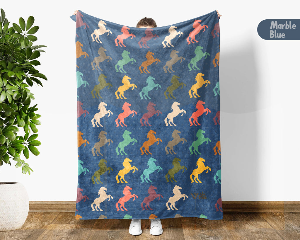 Retro Horse Lover Blanket – Cozy Western Equestrian Throw