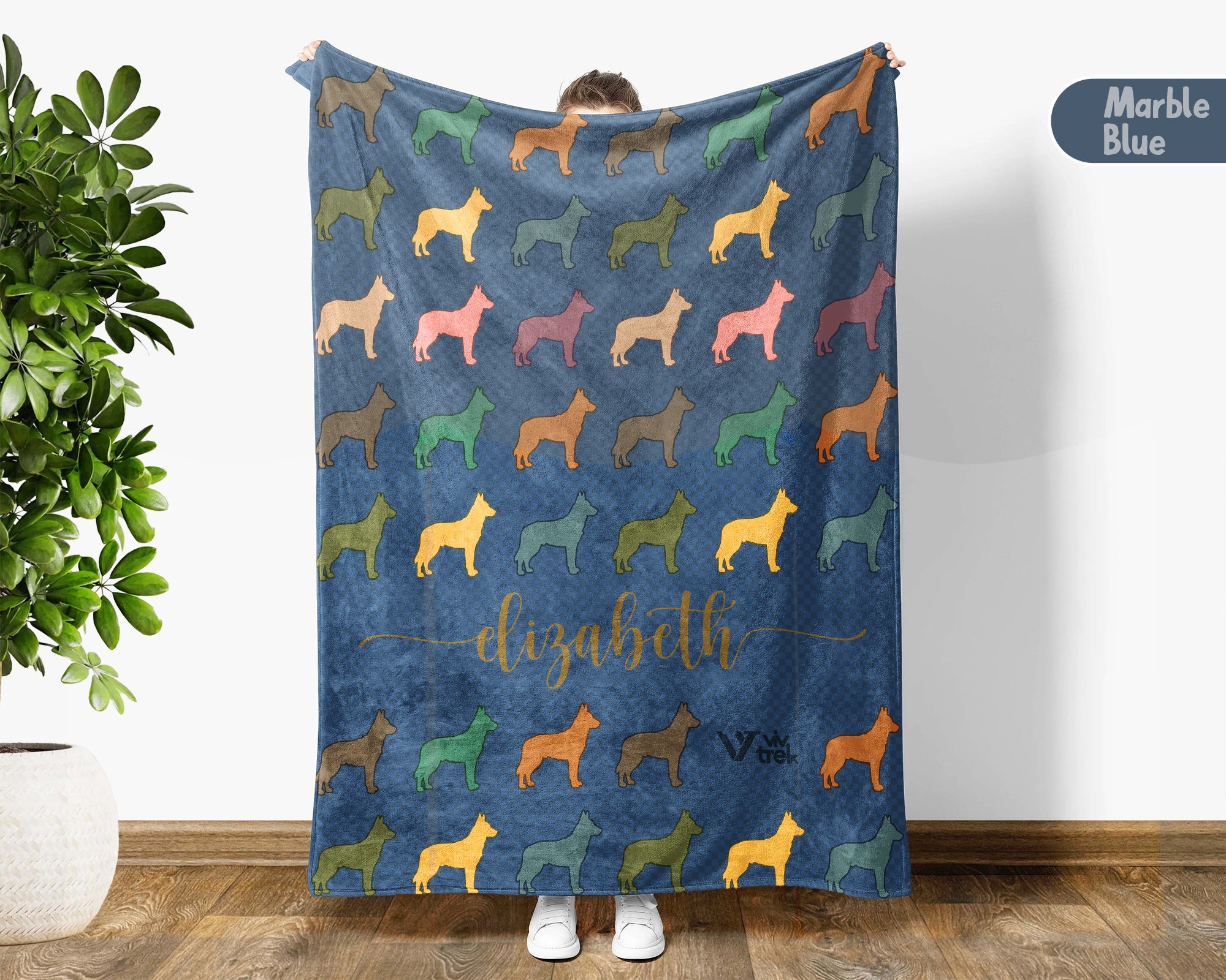 Personalized Belgian Malinois Dog Throw Custom Name Working K9 Retro Breed Design Police Dog Gift Cozy Home Accent for Lovers