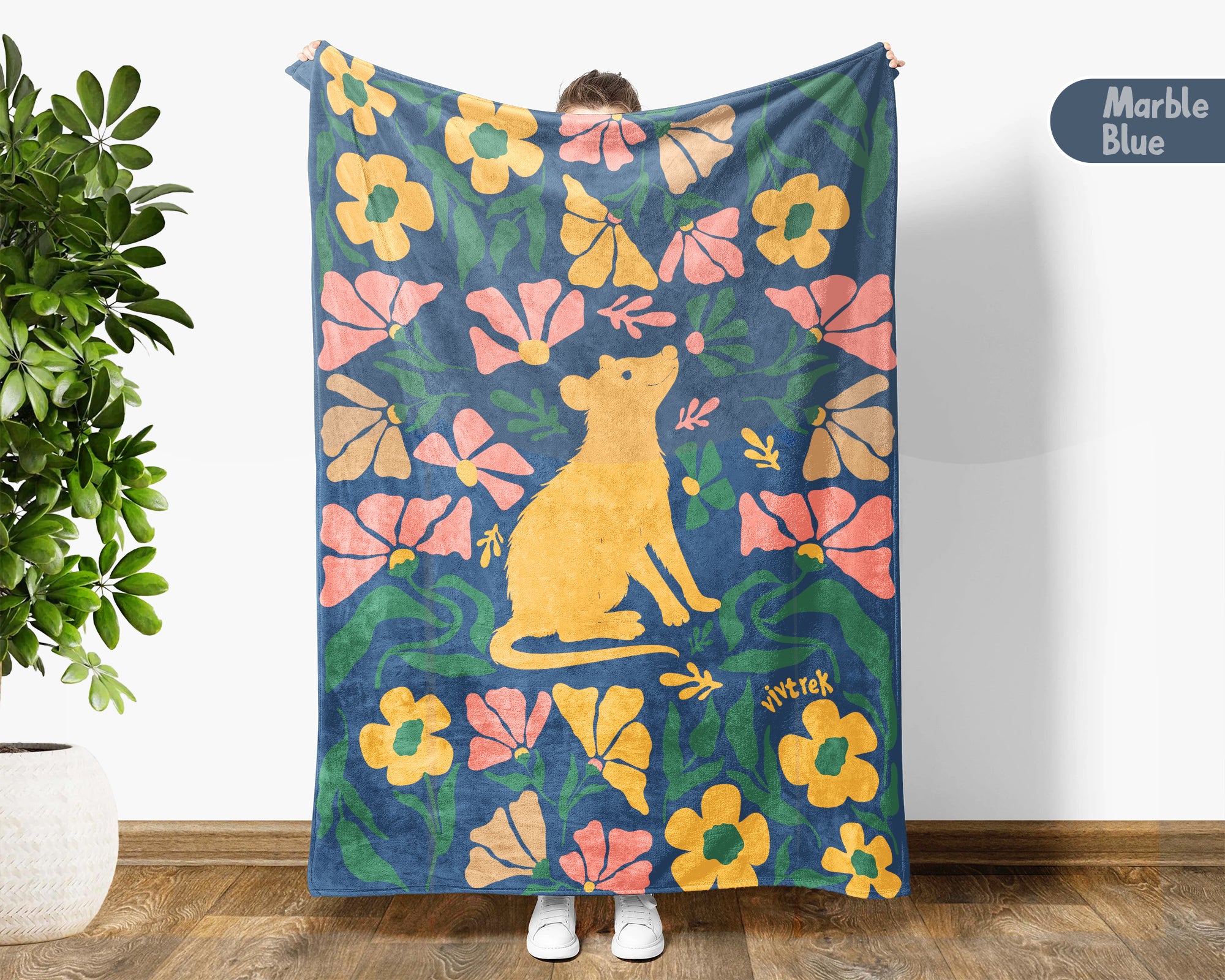Floral Possum Blanket – Cozy Vintage Opossum Lover Throw Gift