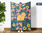 Floral Custom Name Guinea Pig Blanket, Floral Pet Lover Throw, Cozy Wildflower Blanket for Kids Teens Adults Gift