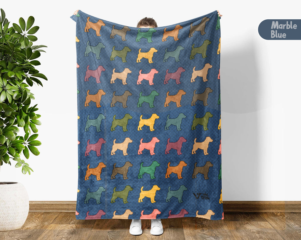 Retro Jack Russell Terrier Throw Blanket for Couch, Puppy Lover Gift, JRT Cozy Home Decor and Soft Canine Accent