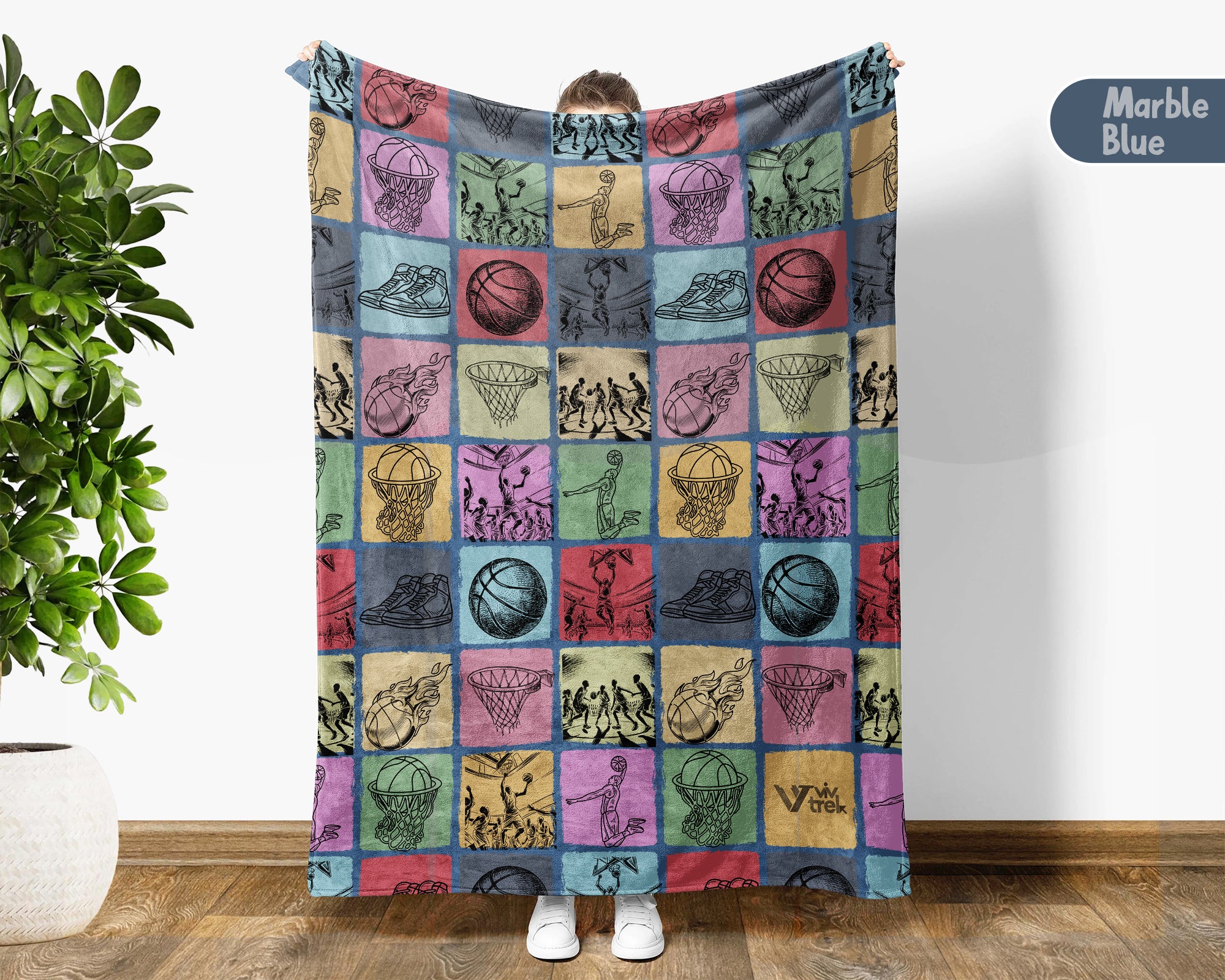 Vintage Basketball Lover Blanket – Cozy Sports Fan Throw Gift
