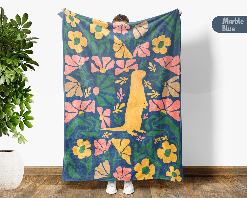 Floral Otter Blanket – Cute Wildflower Cozy Throw Gift