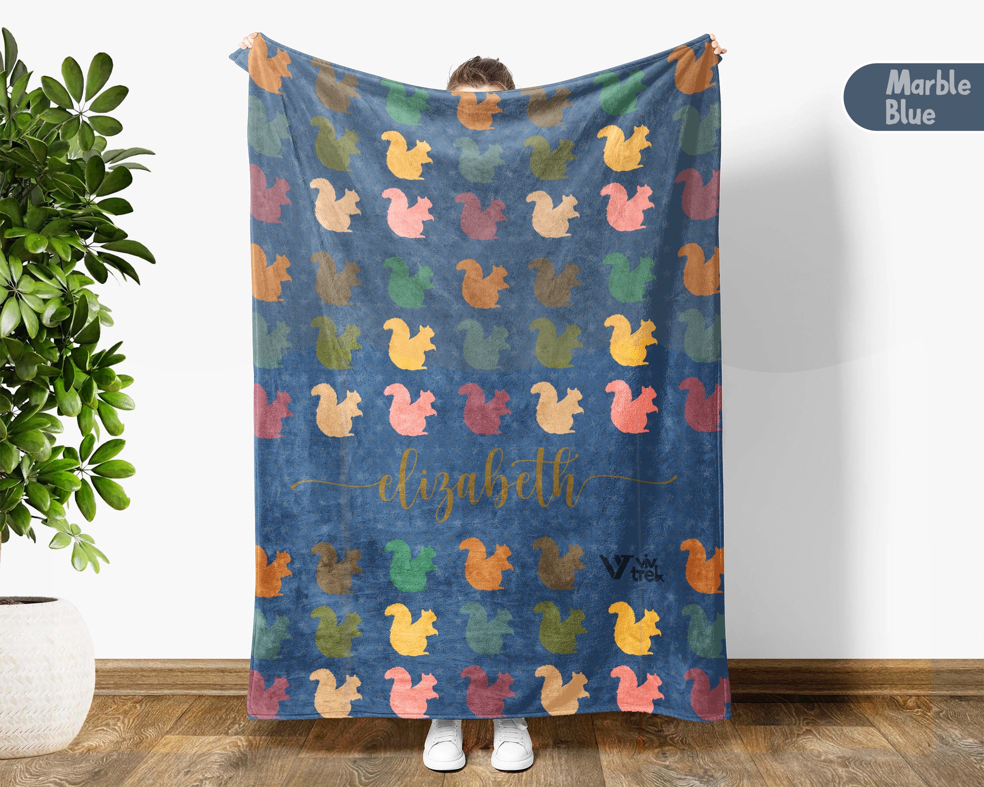 Custom Name Squirrel Blanket Personalized Cozy Vintage Chipmunk Throw Gift