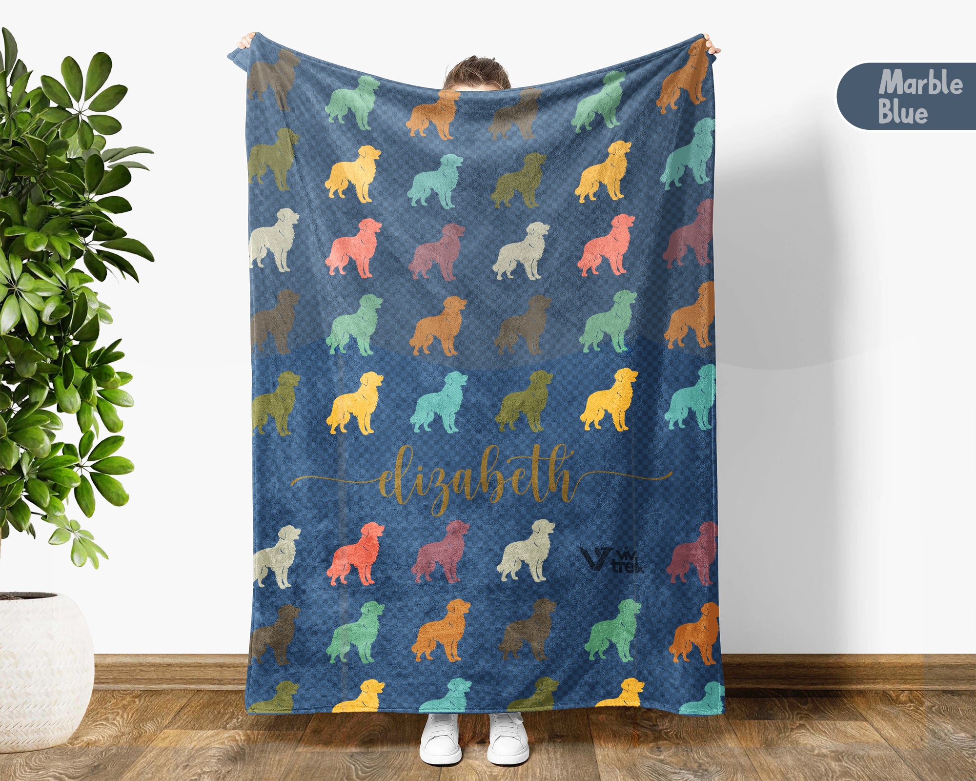 Custom Name Golden Retriever Blanket – Personalized Cozy Dog Lover Throw