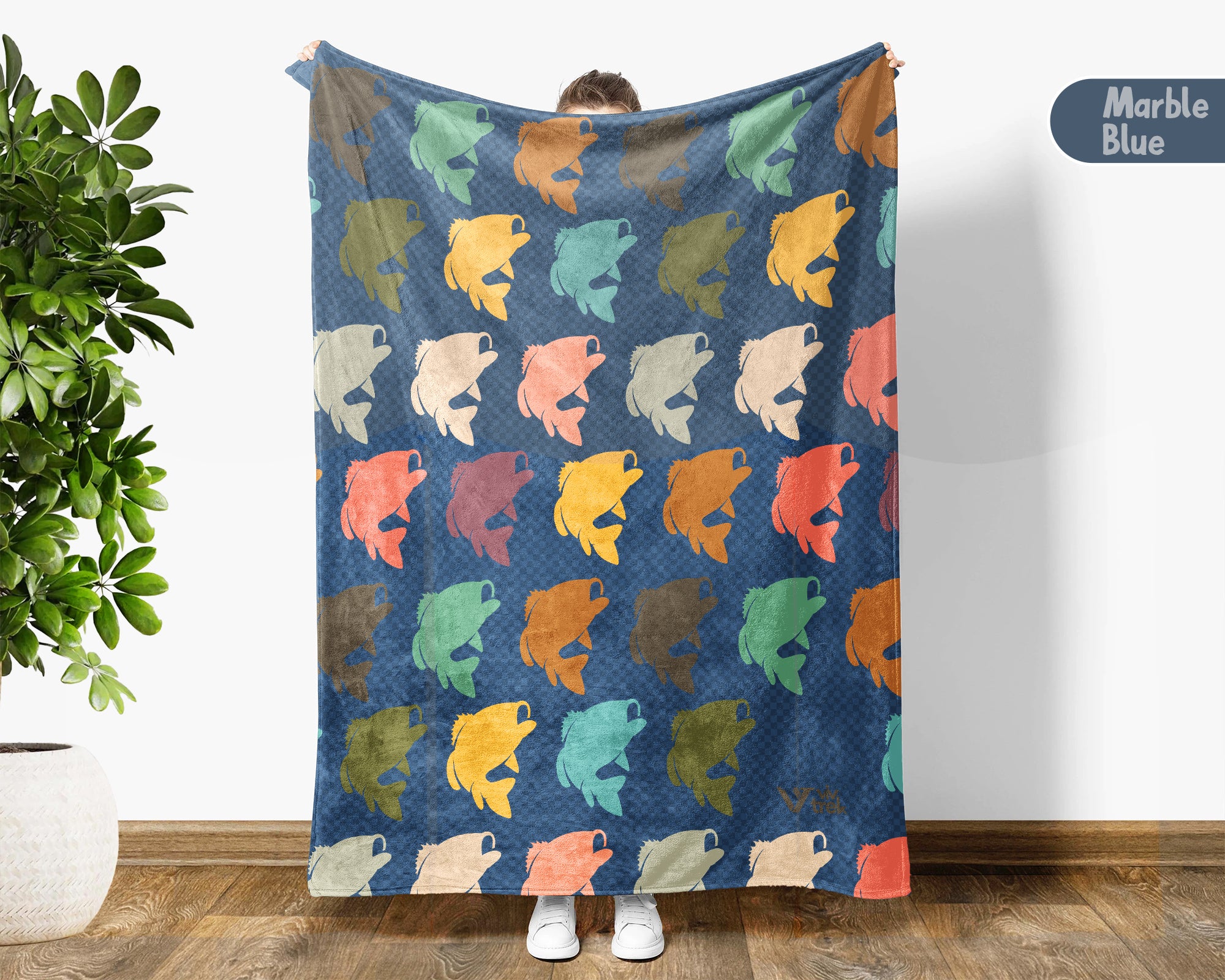 Retro Fishing Throw Cozy Angler Blanket Soft Outdoor Decor Unique Fisherman Gift for Cabin Adventure Lovers