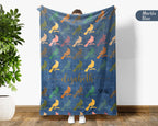 Custom Name Cardinal Blanket Retro Bird Lover Throw Cozy Personalized Gift Soft Wildlife Decor for Home