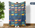 Custom Name Cow Lover Blanket Retro Farm Animal Throw Cozy Personalized Gift Soft Cattle Decor for Dairy Farmer Home
