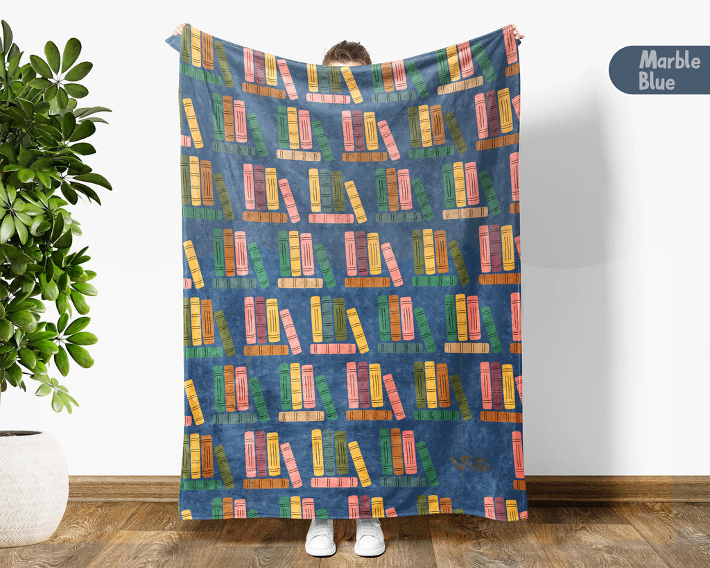 Retro Reading Lover Blanket Cozy Book Throw for Readers Soft Fleece Library Inspired Decor Unique Bookworm Gift