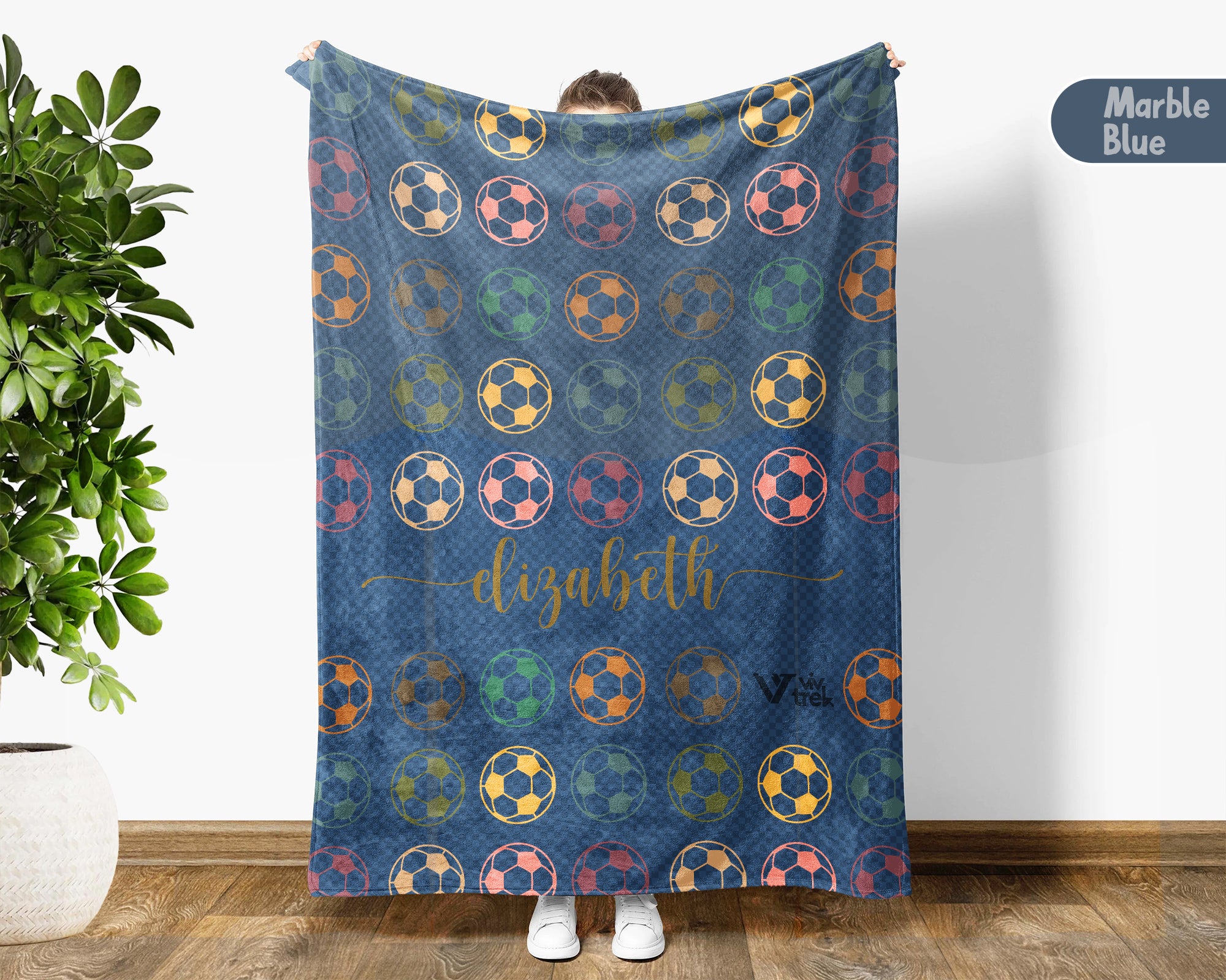 Custom Name Soccer Throw Blanket – Cozy Gift for Young Soccer Fans