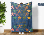 Personalized Starfish Blanket Custom Name Ocean Lover Throw Cozy Coastal Gift Sea Life Inspired Home Decor Accent