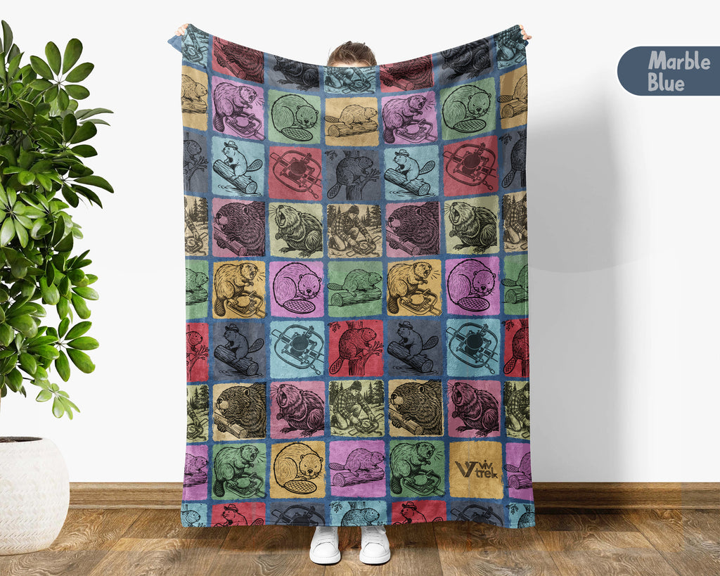 Vintage Beaver Blanket – Cozy Woodland Animal Lover Throw Gift