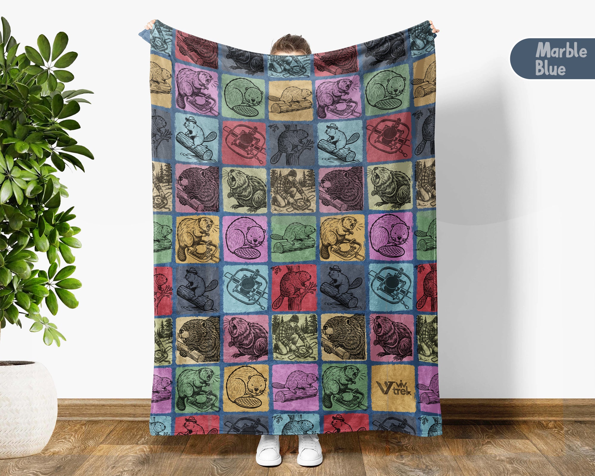 Vintage Beaver Blanket – Cozy Woodland Animal Lover Throw Gift