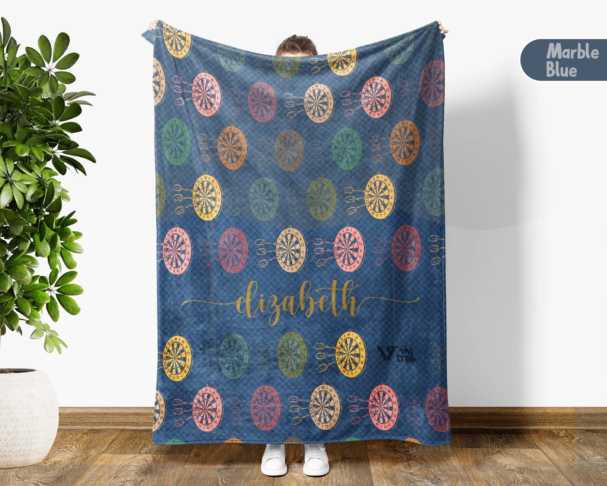 Custom Dartboard Lover Blanket Personalized Name Darts Throw Vintage Pub Game Gift Cozy Dart Graphic Fleece Decor Gamer Home Accent