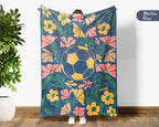 Floral Soccer Blanket – Cozy Throw for Soccer Lovers & Players