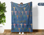 Personalized Christian Faith Blanket with Name, Cozy Custom Name Jesus Throw Gift for Believers, Religious Inspirational Home Decor