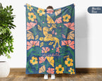 Custom Name Floral Wrestling Blanket, Cozy Wrestling Throw Gift for Kids Teens Adults, Perfect Birthday Sports Present