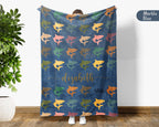 Custom Name Shark Throw Blanket – Vintage Ocean Gift for Shark Fans