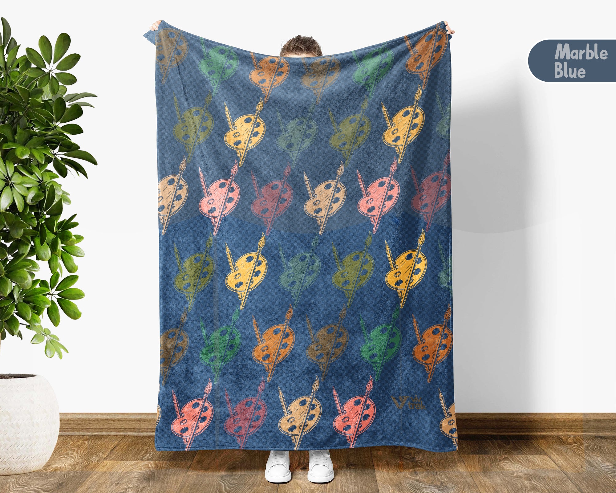Retro Painting Lover Blanket, Vintage Canvas Artist Throw for Creative Home Decor and Cozy Art Gifts