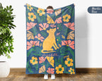 Custom Name Floral Possum Blanket, Personalized Cozy Opossum Throw, Vintage Animal Lover Gift for Teens Adults Kids