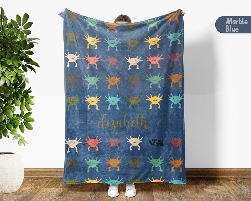 Personalized Axolotl Throw – Cute Cozy Custom Name Blanket