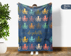 Personalized Octopus Lover Blanket Custom Name Retro Ocean Animal Throw Cozy Marine Life Fleece Gift Nautical Home Decor Accent