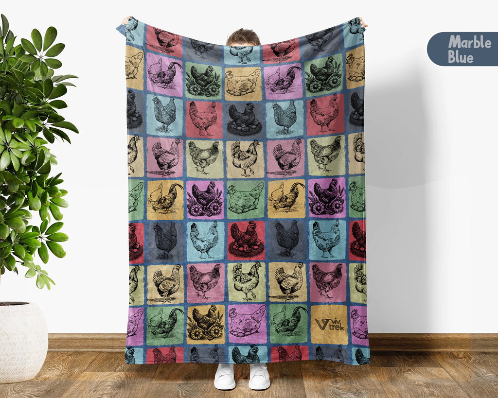 Vintage Chicken Blanket – Cozy Farmhouse Animal Lover Throw