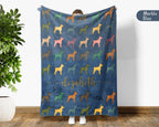 Personalized Weimaraner Dog Throw Custom Name Pet Lover Blanket Retro Silver Ghost Breed Design Unique Cozy Home Accent Gift