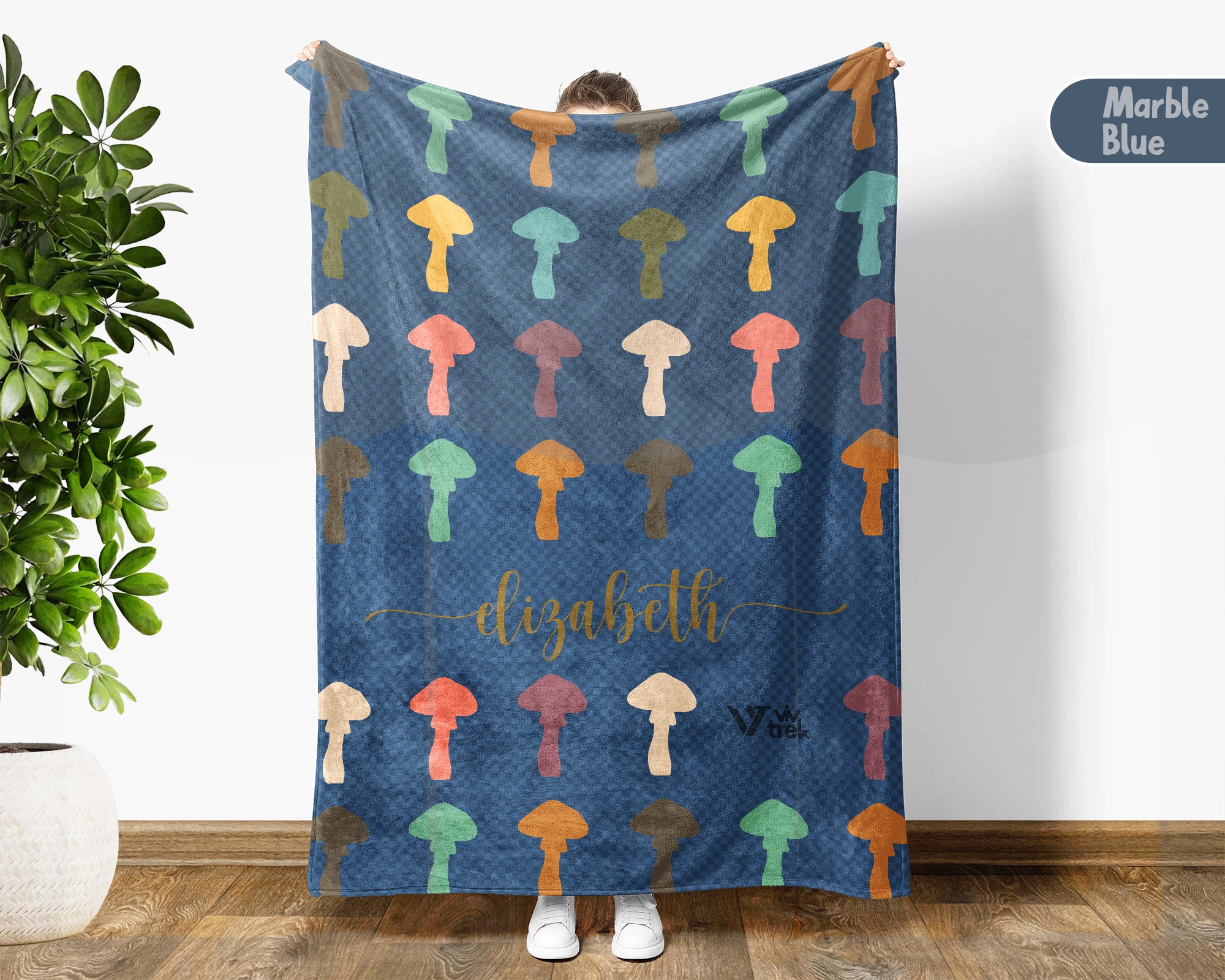 Personalized Name Mushroom Lover Blanket Custom Fungi Throw Retro Cottagecore Nature Cozy Botanical Forest Decor Soft Fleece Gift Home Accent
