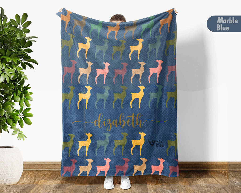Retro Personalized Baby Deer Blanket Custom Name, Vintage Fawn Throw for Kids Teens Adults, Cozy Wildlife Nature Home Gift