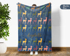 Retro Personalized Baby Deer Blanket Custom Name, Vintage Fawn Throw for Kids Teens Adults, Cozy Wildlife Nature Home Gift