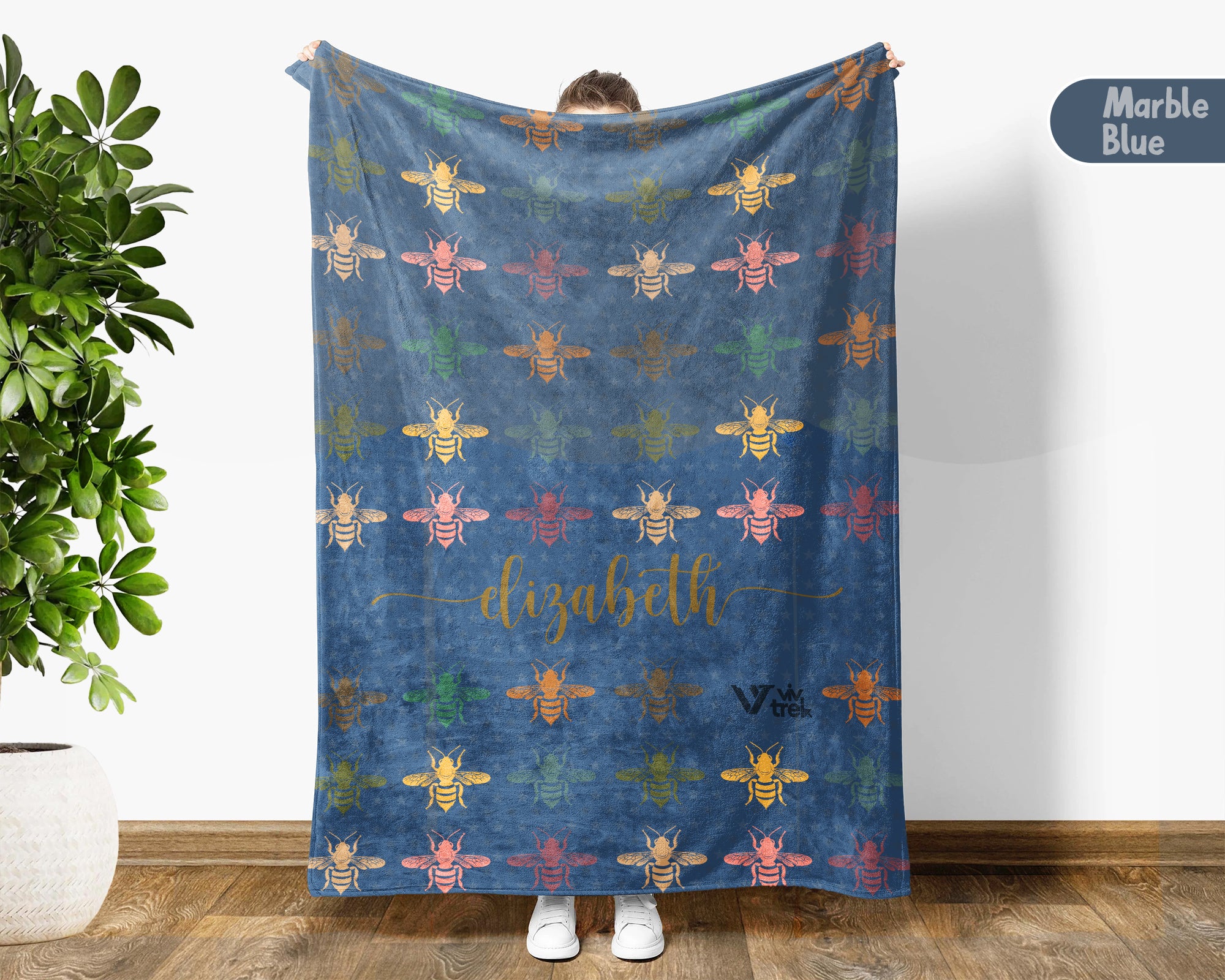 Personalized Bee Blanket Cozy Vintage Bee Throw Gift for Nature Lovers