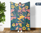 Floral Snowboarding Blanket – Cozy Winter Sports Lover Throw