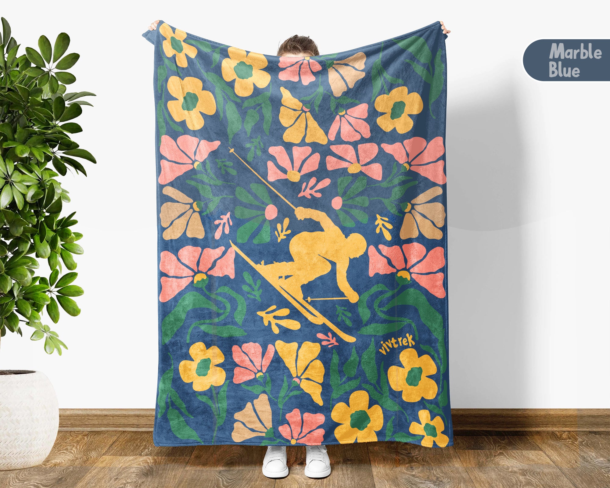 Floral Snowboarding Blanket – Cozy Winter Sports Lover Throw