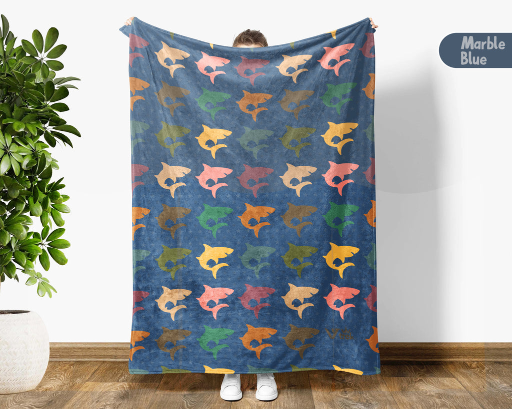 Retro Shark Blanket – Cozy Ocean Throw for Shark Lovers