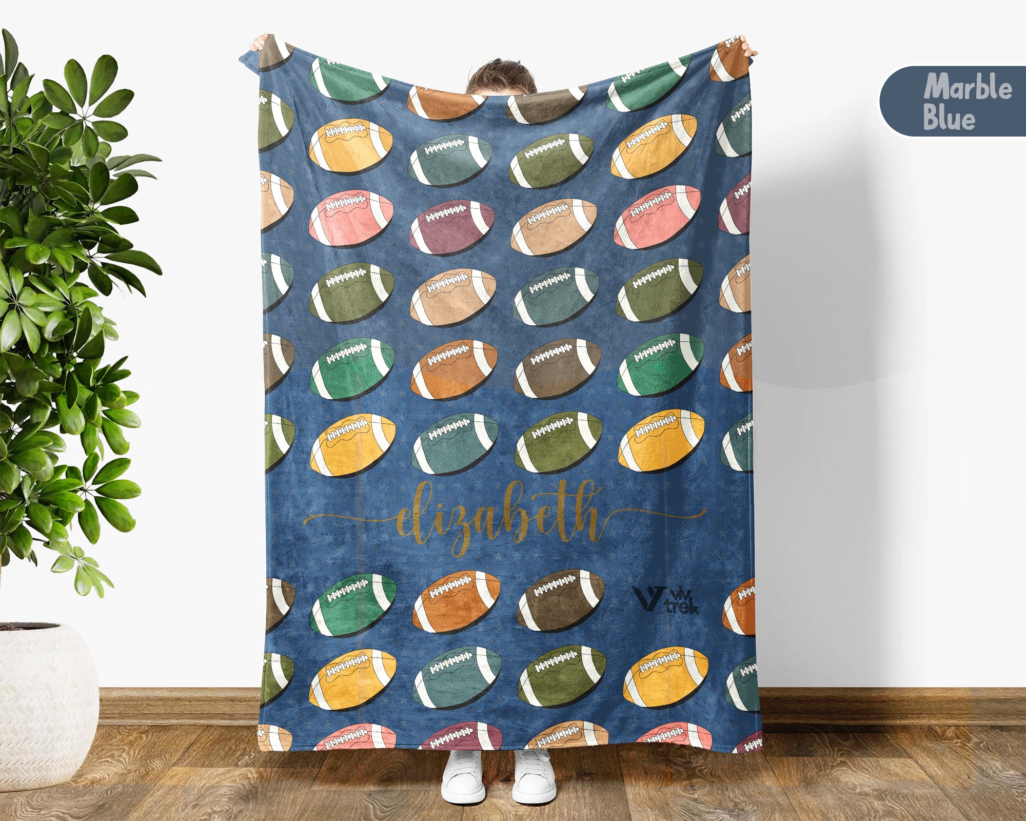 Custom Retro Football Blanket, Personalized Sports Throw for Athlete Fans Game Room Decor and Cozy Gift Ideas