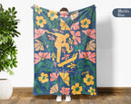 Personalized Name Skateboarding Floral Blanket, Custom Name Skater Throw, Cozy Cool Skateboard Gift for Skate Lovers