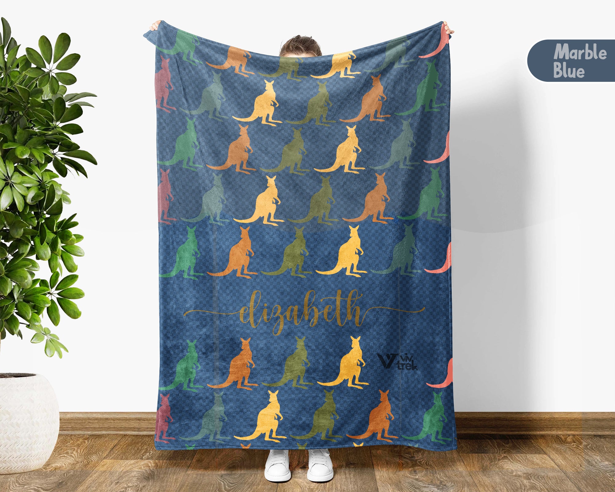Personalized Kangaroo Blanket Custom Name Wildlife Throw Retro Animal Design Cozy Aussie Gift Unique Nature Home Decor Accent