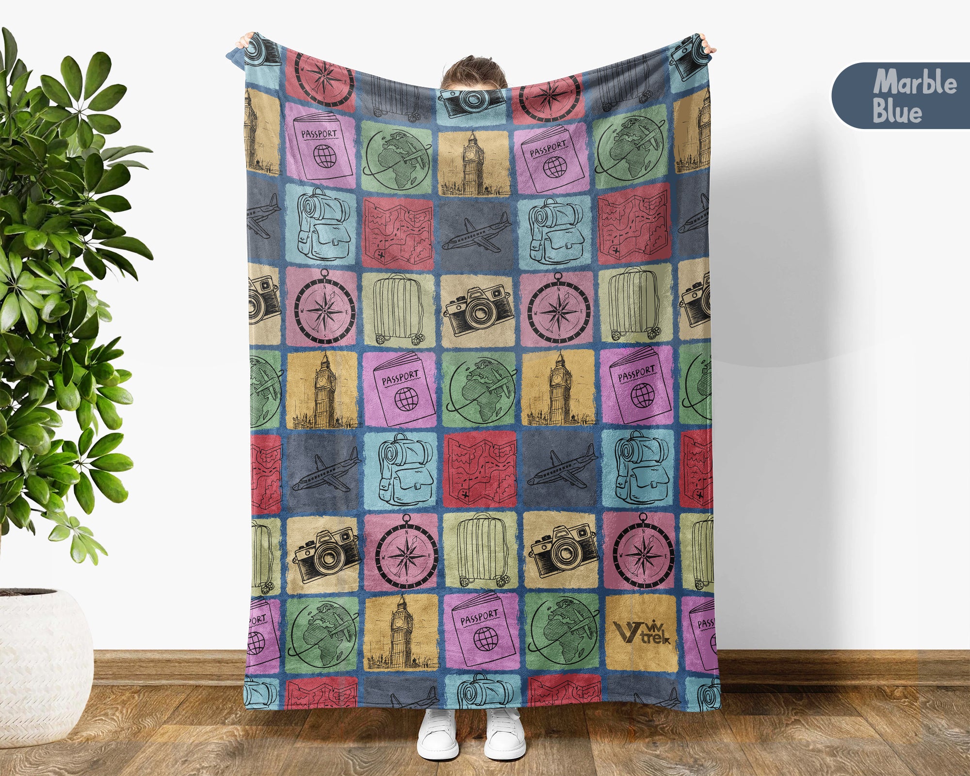 Vintage Travel Lover Blanket, Retro Adventure Throw for Cozy Wanderlust Decor and Explorer Gifts