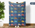 Retro Farming Blanket Gift for Country Lovers, Cozy Tractor Field Throw, Farmhouse Decor Accent for Bedroom and Living Spaces