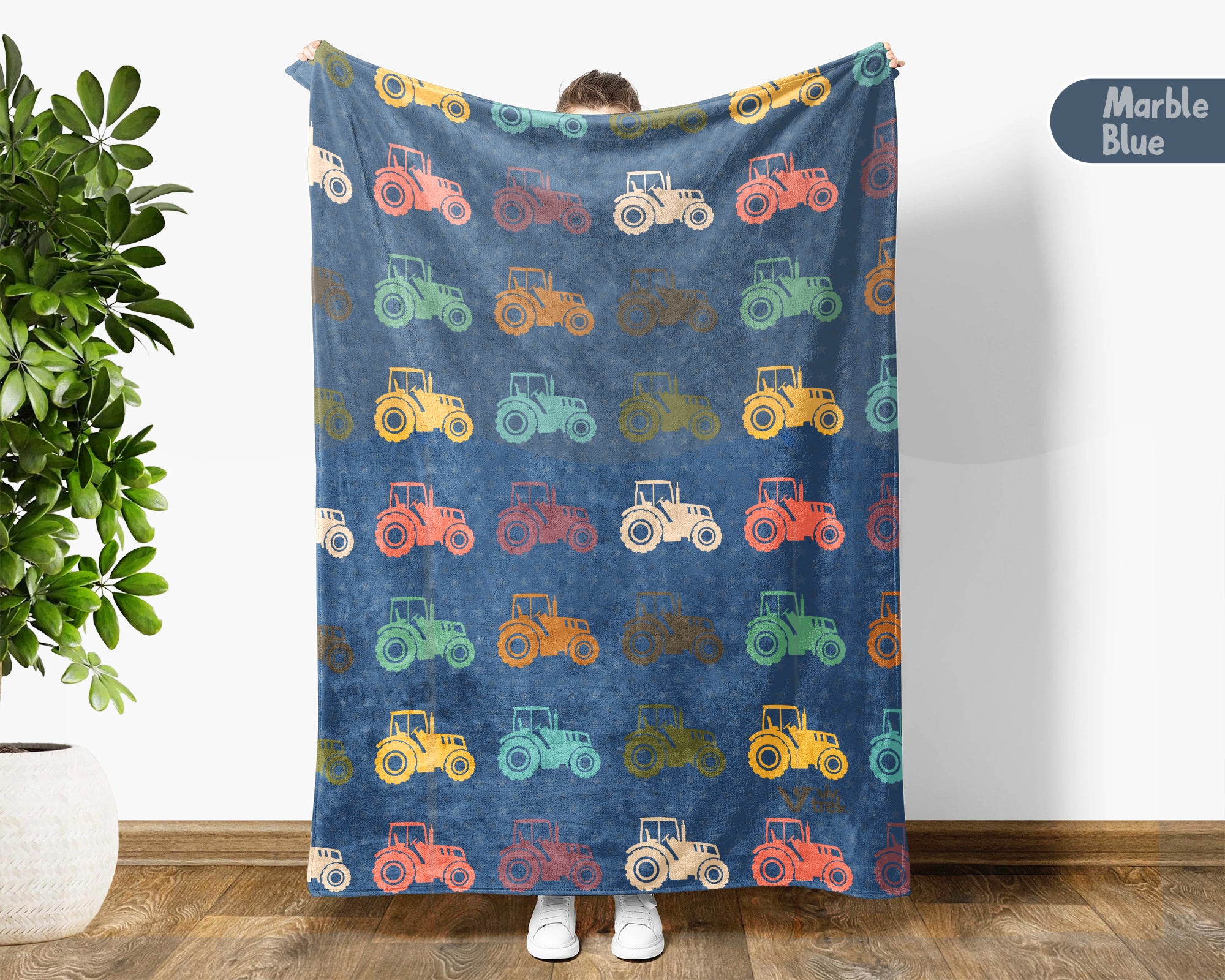 Retro Farming Blanket Gift for Country Lovers, Cozy Tractor Field Throw, Farmhouse Decor Accent for Bedroom and Living Spaces