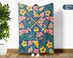 Curling Floral Blanket – Cozy Winter Sports Lover Throw
