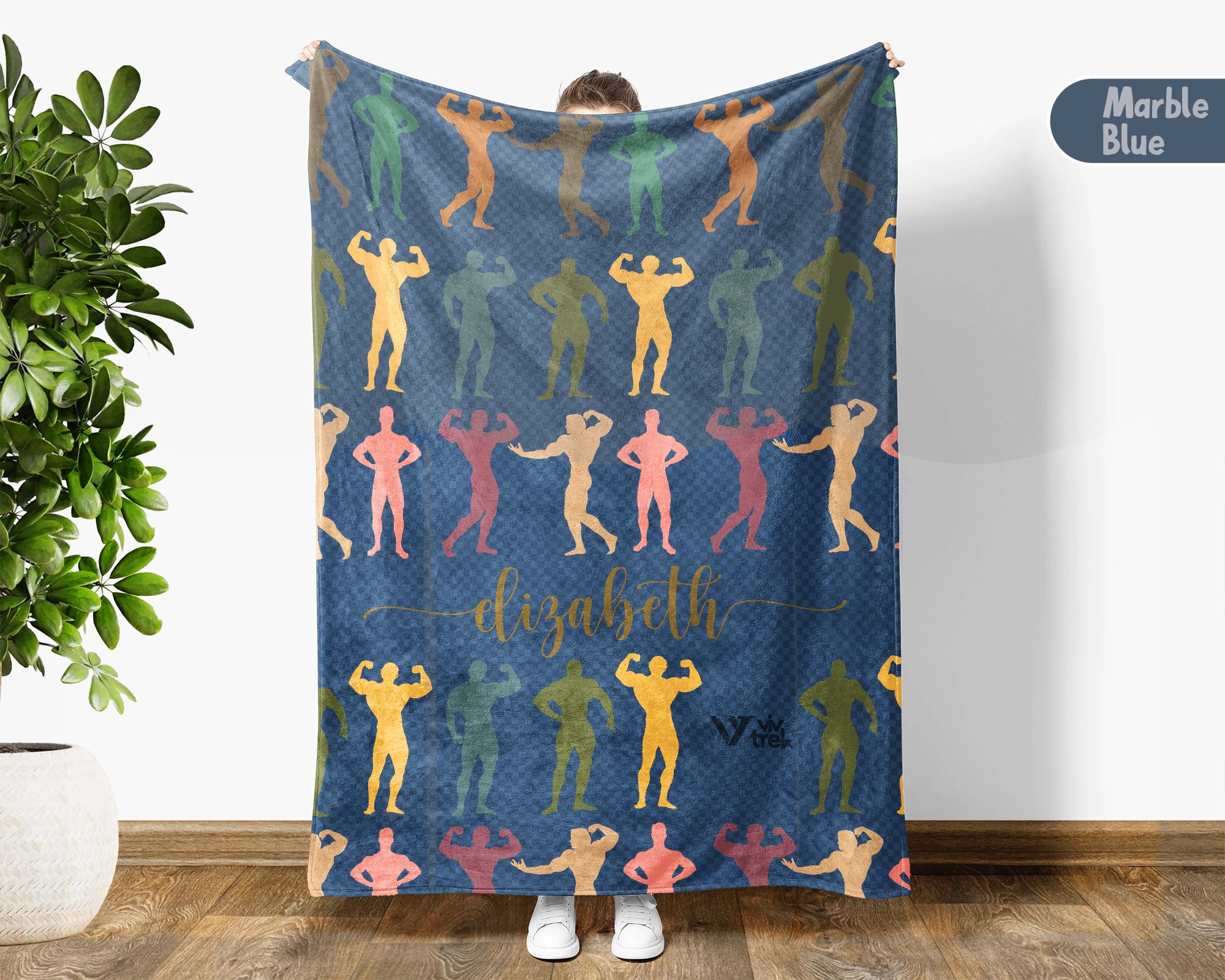 Custom Name Fitness Blanket Bodybuilding Throw Gift, Cozy Gym Lover Blanket for Athletes, Sporty Home Decor Accent